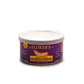Fluker's Gourmet gusano soldado en lata 1-2oz, nutrición práctica para reptiles.