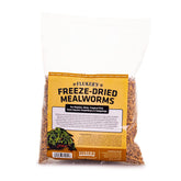 Fluker's Freeze Dried Mealworms, primer plano del envase; snack proteico para reptiles.