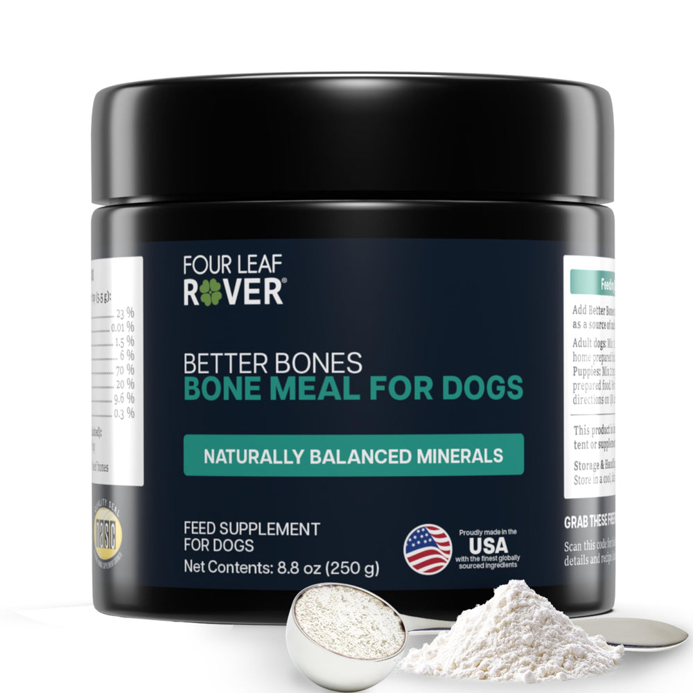 FOUR LEAF ROVER Better Bones: bote de hueso en polvo para perros, complemento natural para dientes y articulaciones