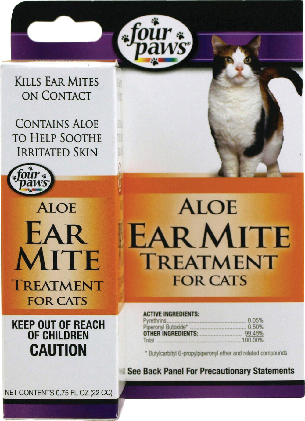 Four Paws Aloe Ear Mite Treatment para gatos, botella, uso rápido al contacto