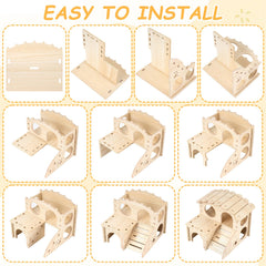 Foxtell casa de madera para hamster – refugio natural y cómodo para descansar