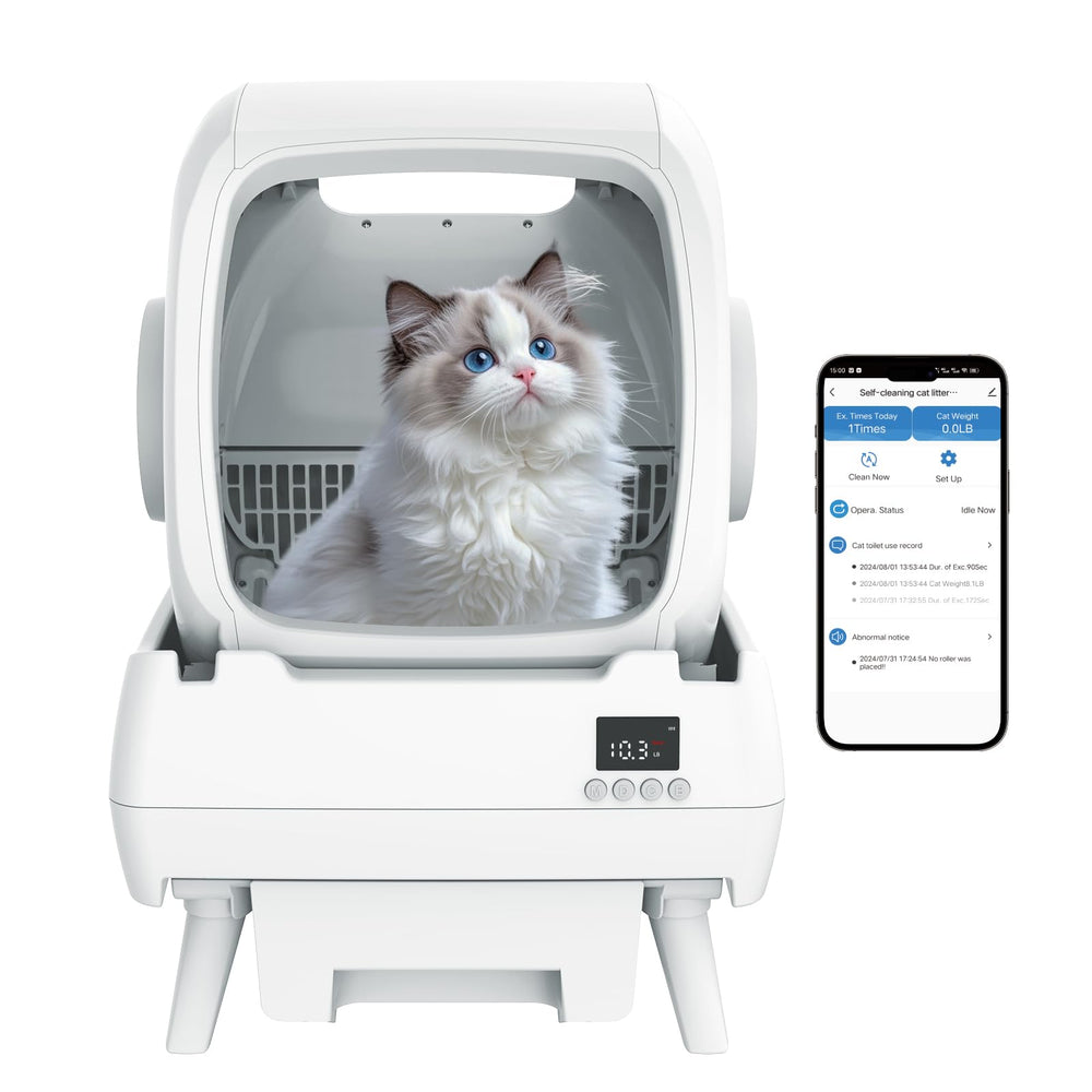 FRCFRC caja-arena-automatica-vista-frontal, ideal para gatos pequeños y medianos