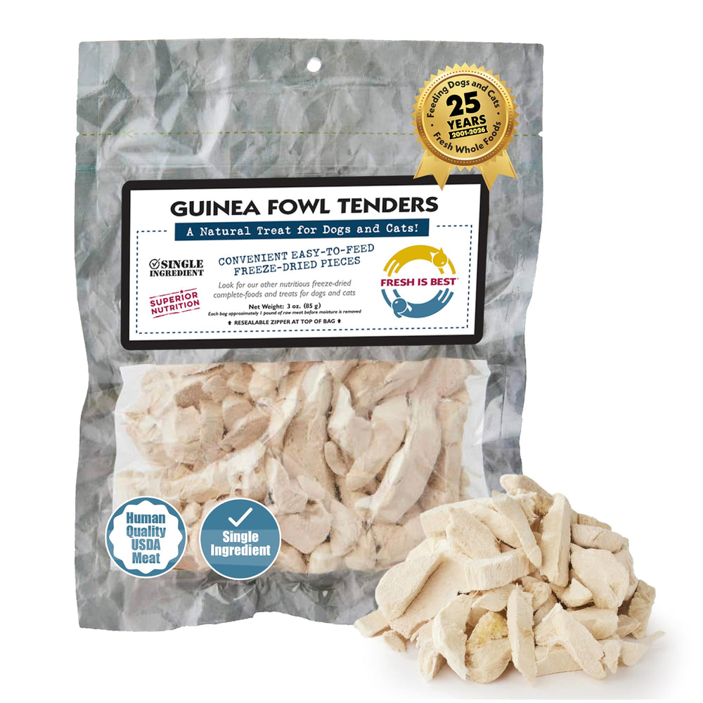 Fresh Is Best: tiras de perdiz de Guinea en bolsa con cierre para frescura.