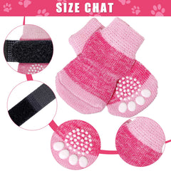 Frienda cierres de nylon ajustables en calcetines, aseguran ajuste cómodo para gatos y perros, rosa