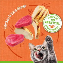 Gato comiendo Friskies pate pollo y atun