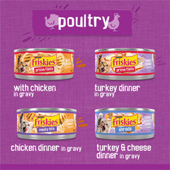 Friskies Gravy: lata de pollo bocados carne para textura y satisfacción.
