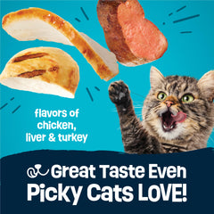 Friskies Party Pack’d croquetas con sabor intenso para gatos de interior o exterior.