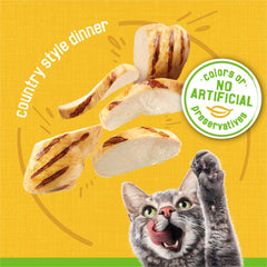 Friskies pate cena estilo campestre, aroma apetitoso para la cena.