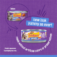 Friskies Shreds en salsa, textura deshilachada para masticar.
