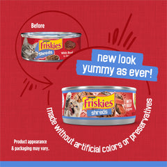 Friskies ternera deshilachada en salsa, aroma apetitoso al servicio.