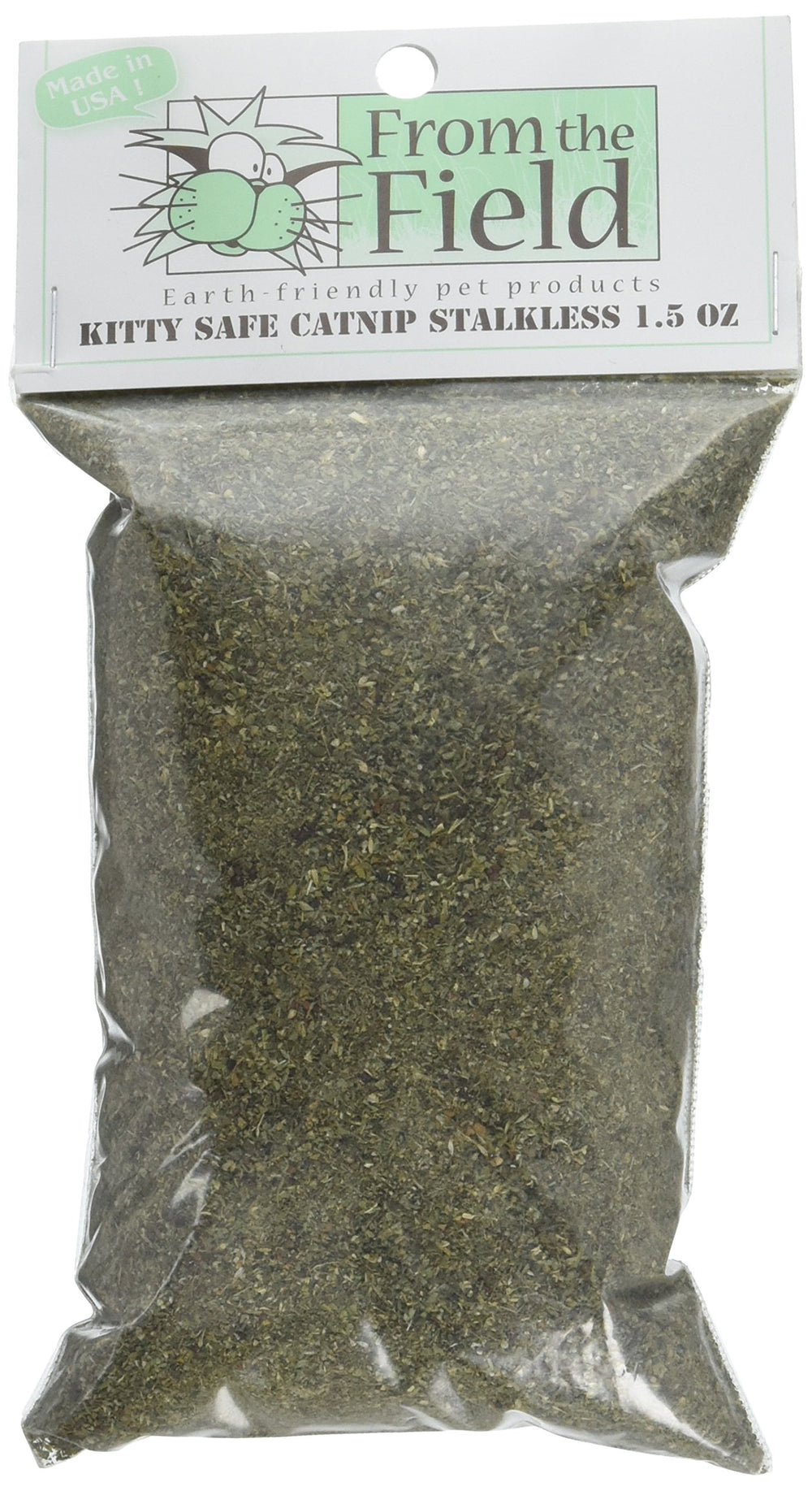 From The Field catnip fino molido sin tallos en bolsa 1.5 oz para rellenar juguetes.