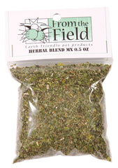 From The Field: Mezcla hierba gatera y valeriana para gatos, ideal para juego y estimulación sensorial.