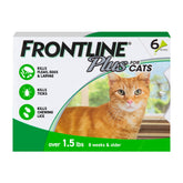 FRONTLINE Plus para gatos: empaque y presentación para protección contra pulgas y garrapatas.