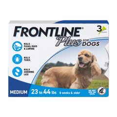 Frontline Plus para perro mediano, aplicación mensual para protección continua.