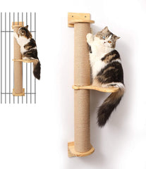 FUKUMARU árbol de actividad para gatos con rascar en pared, ideal para estiramiento.