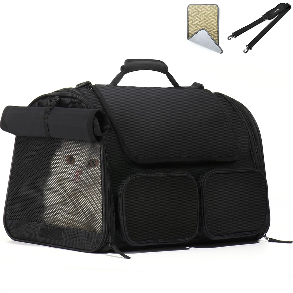 FUKUMARU Carrier Gato, ventana superior ventilada para viaje cómodo
