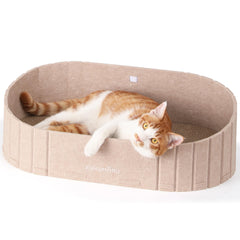 FUKUMARU rascador-gato sillon 24p beige frente, cómodo para entrar y descansar.