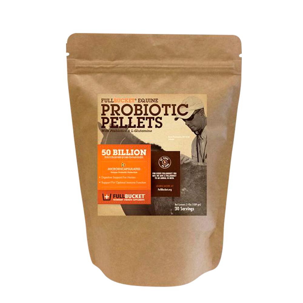 FullBucket probióticas equinas envase para uso diario en caballos.