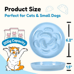 FullCharm tazón lento para gatos en verde, ideal para porciones controladas.