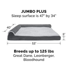 Furhaven cama de gel para perro grande, almohadillas removibles, limpieza fácil.
