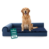 Cama ortopédica Furhaven para perros grandes, vista frontal, soporte para articulaciones.