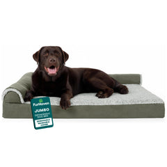 Cama FurHaven ortopédica grande, forma en L para descanso cómodo