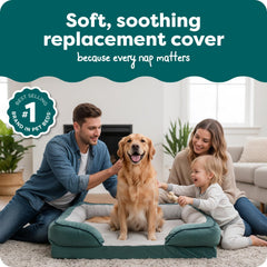 FurHaven textura plush, cubre y reconforta la cama del perro.