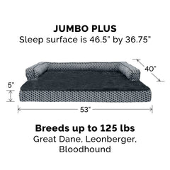 Furhaven funda de repuesto para cama de perro en diamante gris, lavable a máquina.