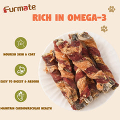 Furmate bocadillos triple sabor pollo-pato-bacalao, sabor irresistible para masticar.