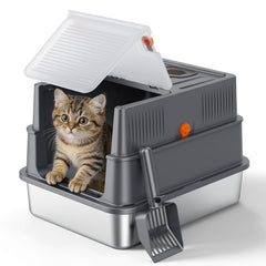 Bandeja FURTIME para gato pequeño con tapa abatible, facilita la limpieza.