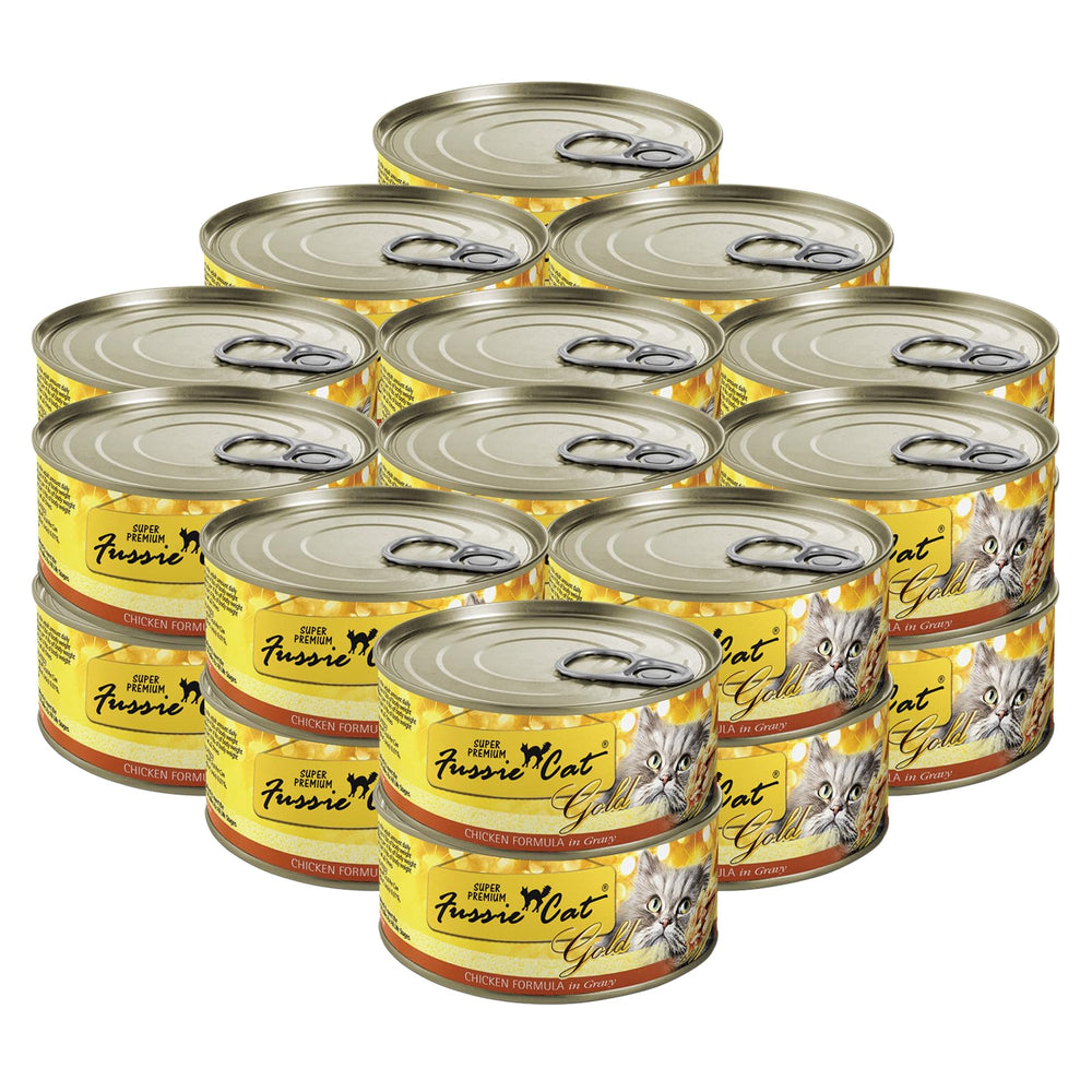 Fussie Cat pollo en salsa sin granos para gatos activos.