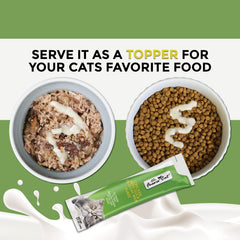 Fussie Cat puré de leche de cabra, textura cremosa para premio sabroso