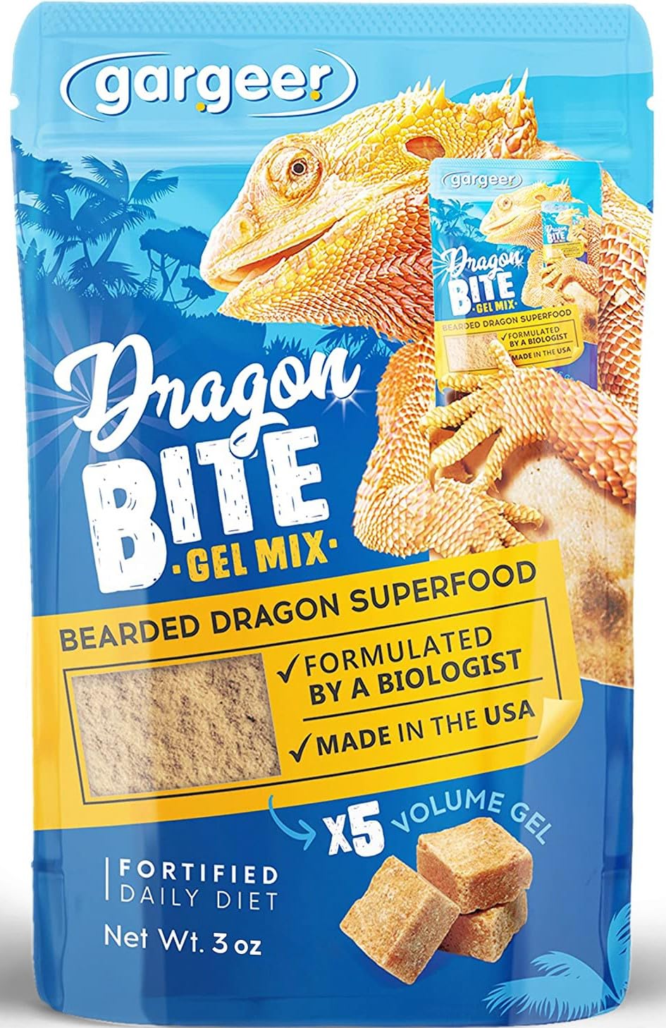 Gargeer dieta gel dragón barbudo juvenil, estimula interés alimentario.