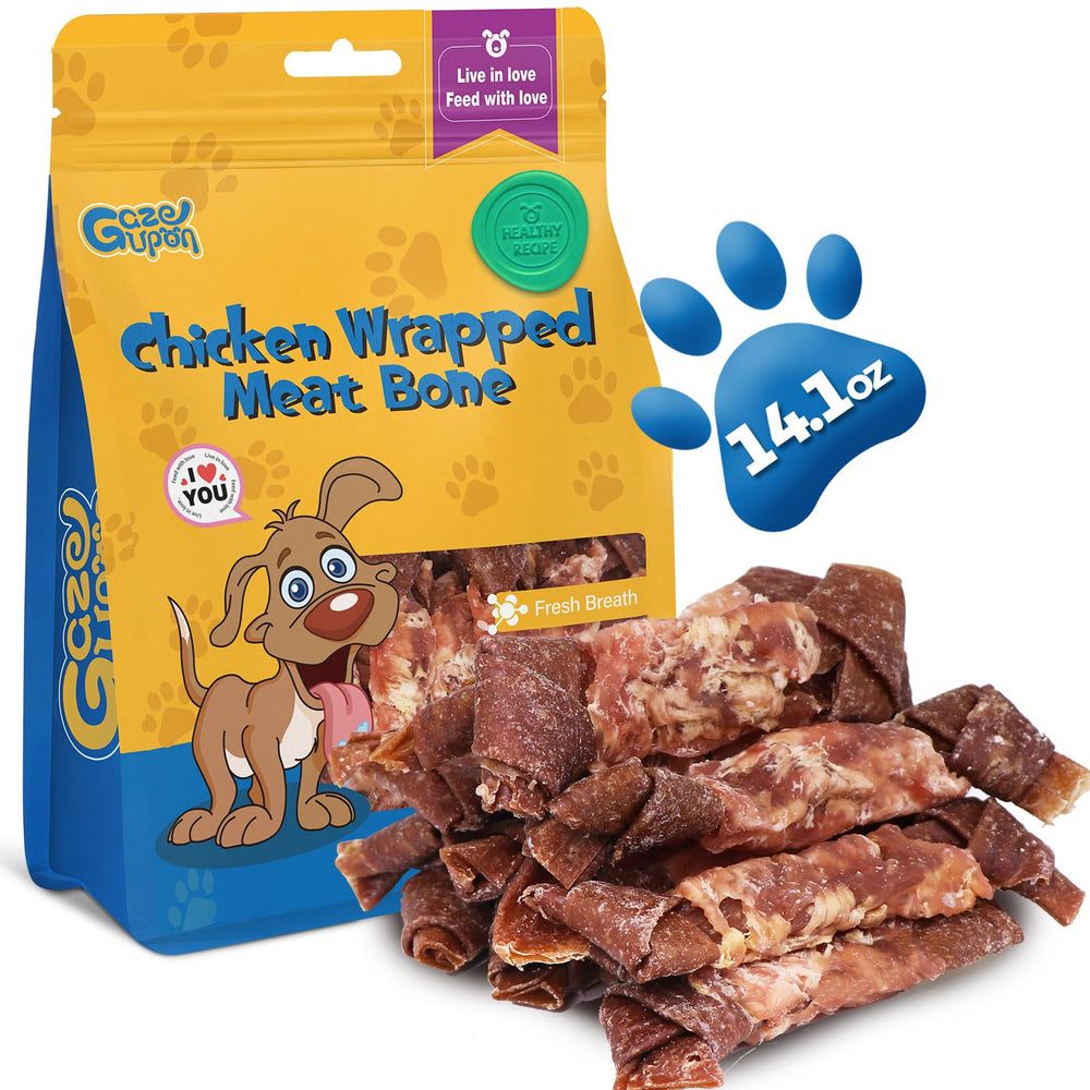 gazeupon hueso carne pollo envuelto: snack masticable ideal para entretenimiento seguro.