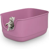 Gefryco caja de arena para gato grande, borde alto, vista frontal para evitar salpicaduras.