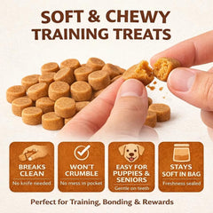 Premios de entrenamiento suaves con pollo, textura blanda para perros con dientes sensibles