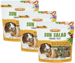 Sun Seed Vita Prima Sun Salad para cobayas, envase triple, enfoque forraje natural.
