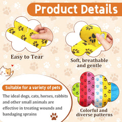 GIFTMISSU Vet Wrap patitas amarillo: huellas que reducen estrés durante curas