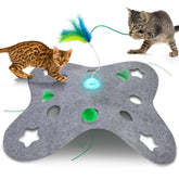 Giociv juguete interactivo para gatos con pluma giratoria y base estable, ideal para juego prolongado.