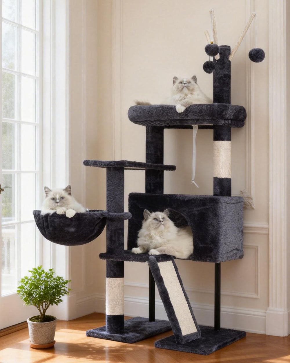 Gitelsnour árbol para gatos interior: plataforma superior desmontable con juguete