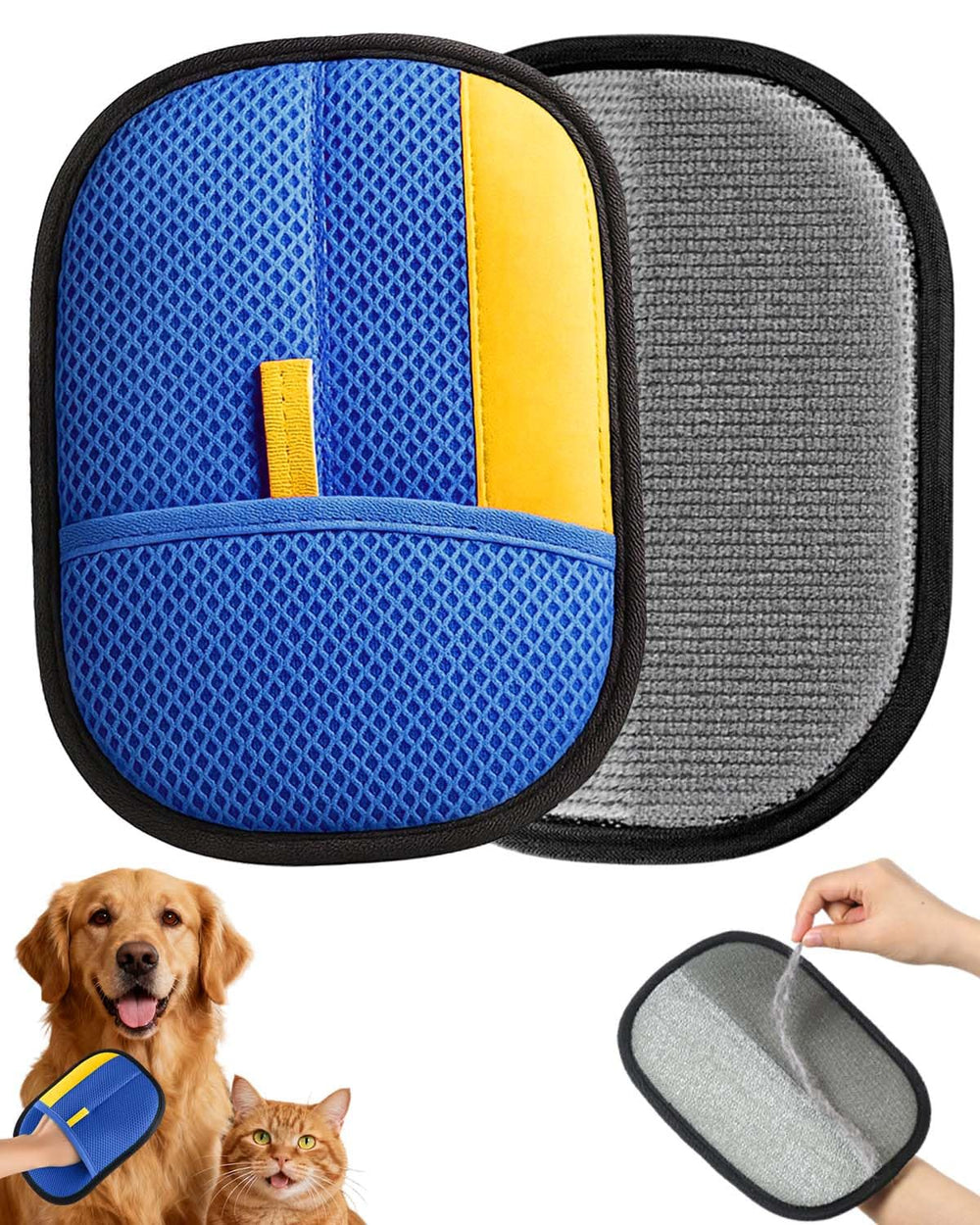 Guante Godmifa para pelo de mascotas en el salón, limpieza rápida y eficaz.