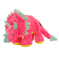 GoDog Dinos Frills, texture bulle rose grand, douceur adaptée au mordillage.