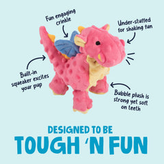goDog dragones-peluche burbujas coral pequeño, sonido incorporado para estimular juego