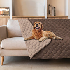 Gogobunny cobertor doble cara impermeable con patrón de cuadros marrón claro.