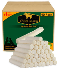 Golden Chews rollo Retriever 7-8 pulgadas, espesor extra, ideal para masticación prolongada.