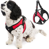 Gooby arnés Escape libre rojo para perros pequeños, mejora la seguridad en paseos.