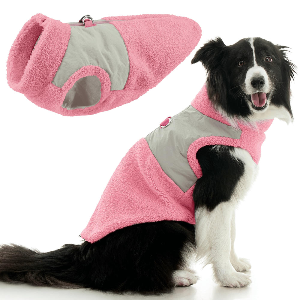 Gooby chaleco Sherpa rosa con cierre oculto, fácil de colocar y abrigado.