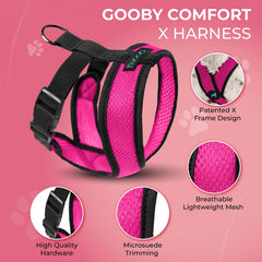 Gooby Comfort X arnés-dorso-flamenco-rosa: control estable durante caminatas diarias.