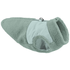 Gooby Sherpa Vest verde frente, calor suave para paseos de invierno