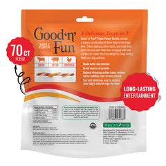 Good 'n' Fun Triple Flavor Twists con piel de res, fuente sabrosa de proteína.